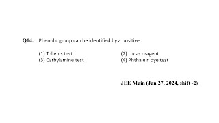 Q14 JEE Main Chemistry PYQ Jan 27 2024 Shift 2  Phthalein Dye Test  NEON JEE NEET [upl. by Gaskins553]