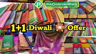 Pachaiyappas Silks Diwali 🎇 Offers 11 Silk Sarees Tissue Silk amp Kubera Silk Sarees [upl. by Oryaj]