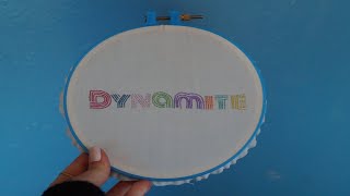 cómo BORDAR LETRAS a mano FÁCIL💜 1  bordando DYNAMITE  DIY BTS [upl. by Nayllij]