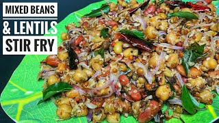 Mixed Beans amp Lentils Stir Fry  Navadhanya Sundal  Mixed Beans Recipe  Navaratri Sundal Recipe [upl. by Narba]