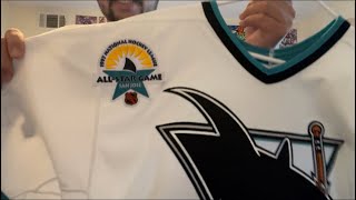 Authentic 19961997 CCM Jeff Friesan San Jose Sharks Jersey With AllStar Patch [upl. by Lyckman38]