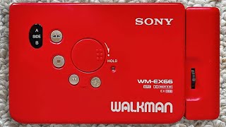 SONY EX66 Walkman Cassette Player Rare Beautiful Red  Running [upl. by Yesnyl]