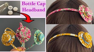 Diy Plastic Bottle cap Hair band headband Making  How to make mini hat  bottle cap recycling ideas [upl. by Ahsienor657]