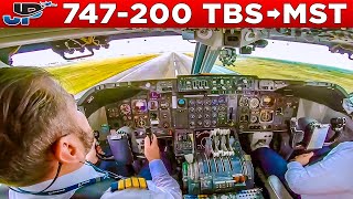 GeoSky Boeing 747200 Cockpit Tbilisi🇬🇪 to Maastricht🇳🇱 [upl. by Eciuqram]