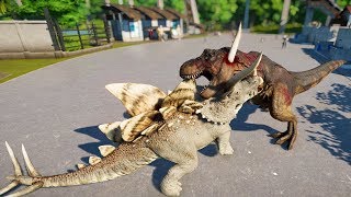 Stegoceratops amp Tyrannosaurus Rex TRex Breakout Jurassic World Evolution [upl. by Asor]