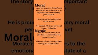 Difference between Moral and Morale english englishlanguage englishgrammarfypviralshorts [upl. by Dylane369]