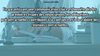 LES OBLIGATIONS PRECONTRACTUELLES INFORMATIONS ET DEVOIRS [upl. by Eisteb]