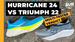 Saucony Hurricane 24 vs Saucony Triumph 22 Three runners compare the cushioned cruisers [upl. by Nadda]