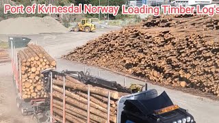 Port of Kvinesdal Norway Loading Cargo Timber Logs [upl. by Enidualc]