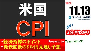 ドル円見通しズバリ予想、３分早わかり「米CPI」2024年11月13日発表 外為ドキッ [upl. by Alac616]