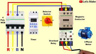 DOL starter connection with selector switch and timer [upl. by Aspia14]