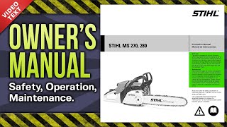 Owners Manual STIHL MS 270 280 Chain Saw [upl. by Bullard]