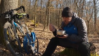 Smoked sausage goulash on Trangia mini  Bike trip on a freezing day [upl. by Swihart]