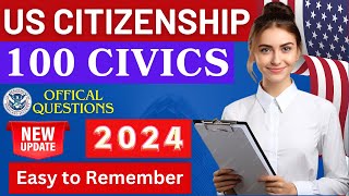 NEW 100 Civics Test Questions and Answers for US Citizenship Interview 2024  N400 Naturalization [upl. by Zippel]