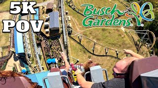 Pantheon Back Row POV 5K  Busch Gardens Williamsburg 2022 [upl. by Laicram]