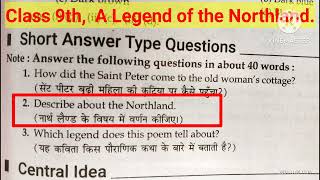 Class 9th A Legend of the Northland Short Answer Type Questions [upl. by Bryner986]