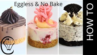 3 EASY Mini Cheesecakes No Bake Eggless Chocolate Raspberry Oreo [upl. by Aihsenat]