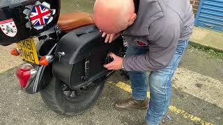 Klickfix how to fit to saddlebags drill and mount to Klickix saddlebags CustomCruisersLimited [upl. by Anitsirk]