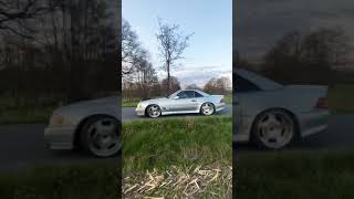 Widebody Mercedes SL500 with HUGE exhaust revving [upl. by Esereht]