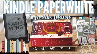 KINDLE PAPERWHITE UNBOXING  SETUP  TBR 2023 Signature Edition Agave Green [upl. by Elmina]