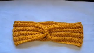 How to crochet a twisted headband step by step tutorial [upl. by Kcirdec]