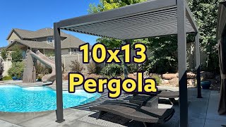 Mirador Full Aluminum Louvered Pergola Installation and Review  10x13 Mirador 111DA Charcoal [upl. by Frasier]