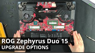 ASUS ROG Zephyrus Duo 15 GX550 DISASSEMBLY and UPGRADE OPTIONS Storage Thermal Paste [upl. by Nawat]