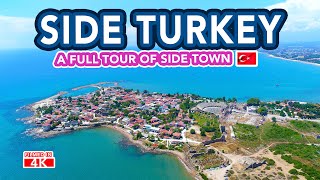 SIDE TURKEY  Full tour of Side Old Town Shops Harbour and Streets in Side Turkey [upl. by Bass]