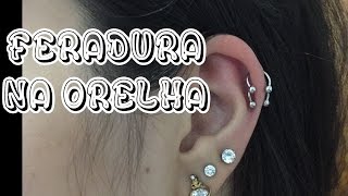 Piercing na orelha  Ferradura na orelha [upl. by Ermentrude]