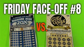 FRI FACEOFF 8 DIAMOND MINE 20X VS GOLD RUSH DOUBLER FL Lottery Scratch Tickets [upl. by Linea]