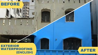 How to waterproof external walls and stop dampness  seepage in walls  ENGLISH [upl. by Noell]