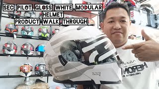 SEC PILOT GLOSS WHITE MODULAR HELMET WALK THROUGH [upl. by Lamej939]