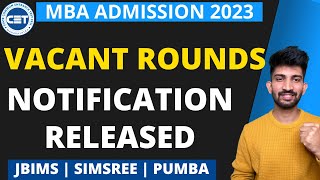 MBA VACANT Round Notifications 2023  Mba Cet Admission Process 2023 [upl. by Aihpled]