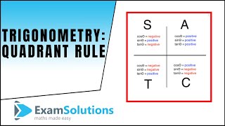 Trigonometry  Quadrant rule  Solving Sin θ  negative value  ExamSolutions [upl. by Noemys]