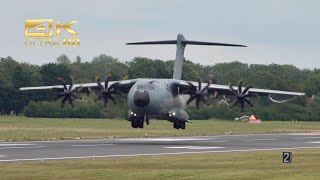 4K Airbus A400M Atlas from the Belgium Air Force CT04 arrival RAF Fairford RIAT 2023 AirShow [upl. by Ilyssa]