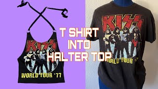 T shirt into Halter Top Upcycle Sewing Tutorial [upl. by Roslyn440]