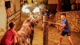 Toros segunda noche Barrio SANT PERE  Toro de calle [upl. by Sidnala]