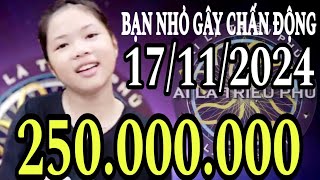 AI LÀ TRIỆU PHÚ MỚI NHẤT 17112024 Người nhỏ tuổi nhất CHẤN ĐỘNG trường quay  GAME HAY TRÍ TUỆ [upl. by Alfy]