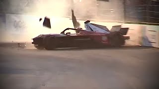 Pascal Wehrlein MASSIVE IMPACT CRASH 2023 Formula E Hyderabad Practice [upl. by Kordula670]