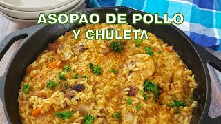 ASOPAO de POLLO Y CHULETA DOMINICANO 🍗🥩 [upl. by Llydnek350]