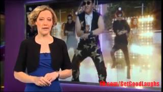 Dont give up your day job Serious Channel 4 News presenter Cathy Newman does Gangnam Style [upl. by Rellek392]