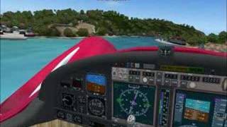 FS2004 Moller Skycar M400 Amphib Water Landing at St Barts [upl. by Gnemgnok968]