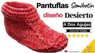 ✅ Tejidos a 2 Agujas Fáciles y Prácticos 🧦 Pantuflas Babuchas del Desierto a Dos Agujas [upl. by Coryden]