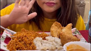 EATING MOMO SAMOSA MASALA MAGGIE ASMR EATING NORTH EAST FOOD INDIA [upl. by Damha]