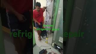 Inverter refrigerator charging refrigerant r600a viralvideo icecream [upl. by Ulda]