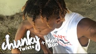 CHUNKY TWO STRAND TWIST  MAN BUN  TUTORIAL [upl. by Bessy584]