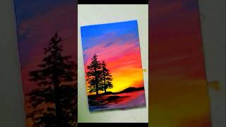 Evening view easy acrylic painting art painting [upl. by Kellene]