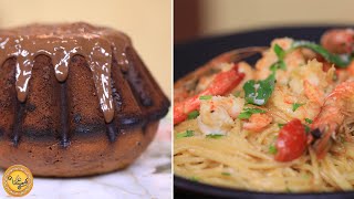 Spaghetti aux crevettes sauce rosée cake vanille chocolat  Koujinetna haka 4 Ep 01 [upl. by Nidraj]