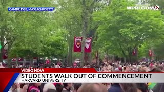 Video Now Students Walk Out During Harvard Commencement [upl. by Rivy]