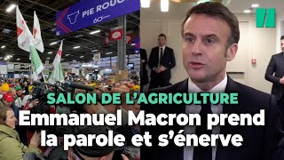 Au Salon de l’Agriculture marqué par des heurts Emmanuel Macron appelle « au calme » [upl. by Bria443]